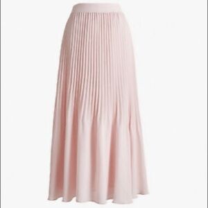 J.Crew Factory Blush Pink Pleated Midi Skirt Small Elastic Waist GUC